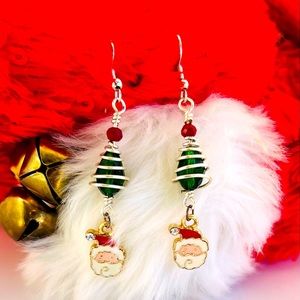 Santa and Christmas tree earrings. $10